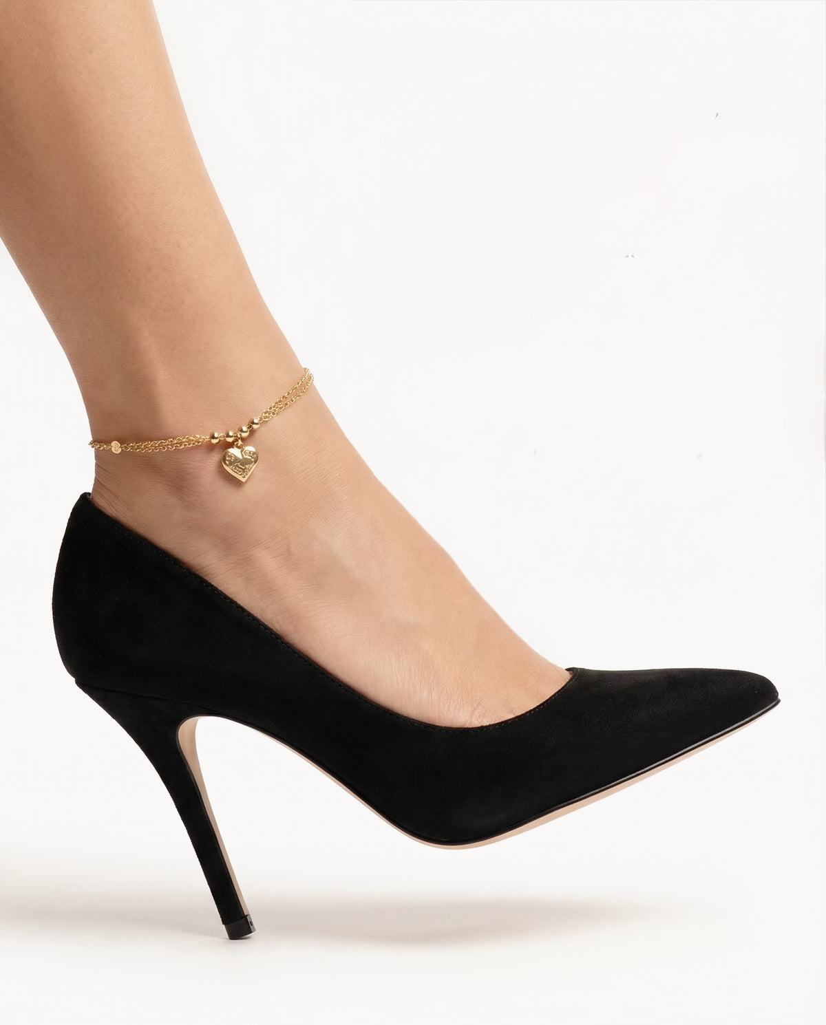 Solid Heart Charm Anklet